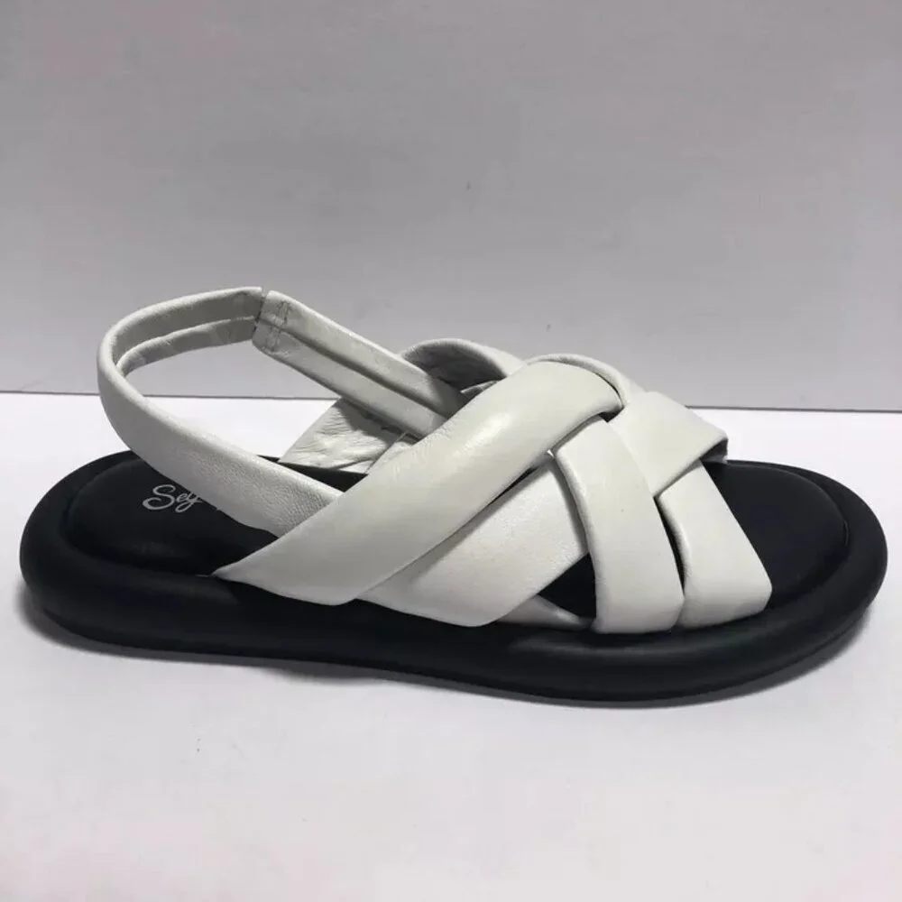 Seychelles Women’s Punchline, White Slingback Sandals, Size 7M